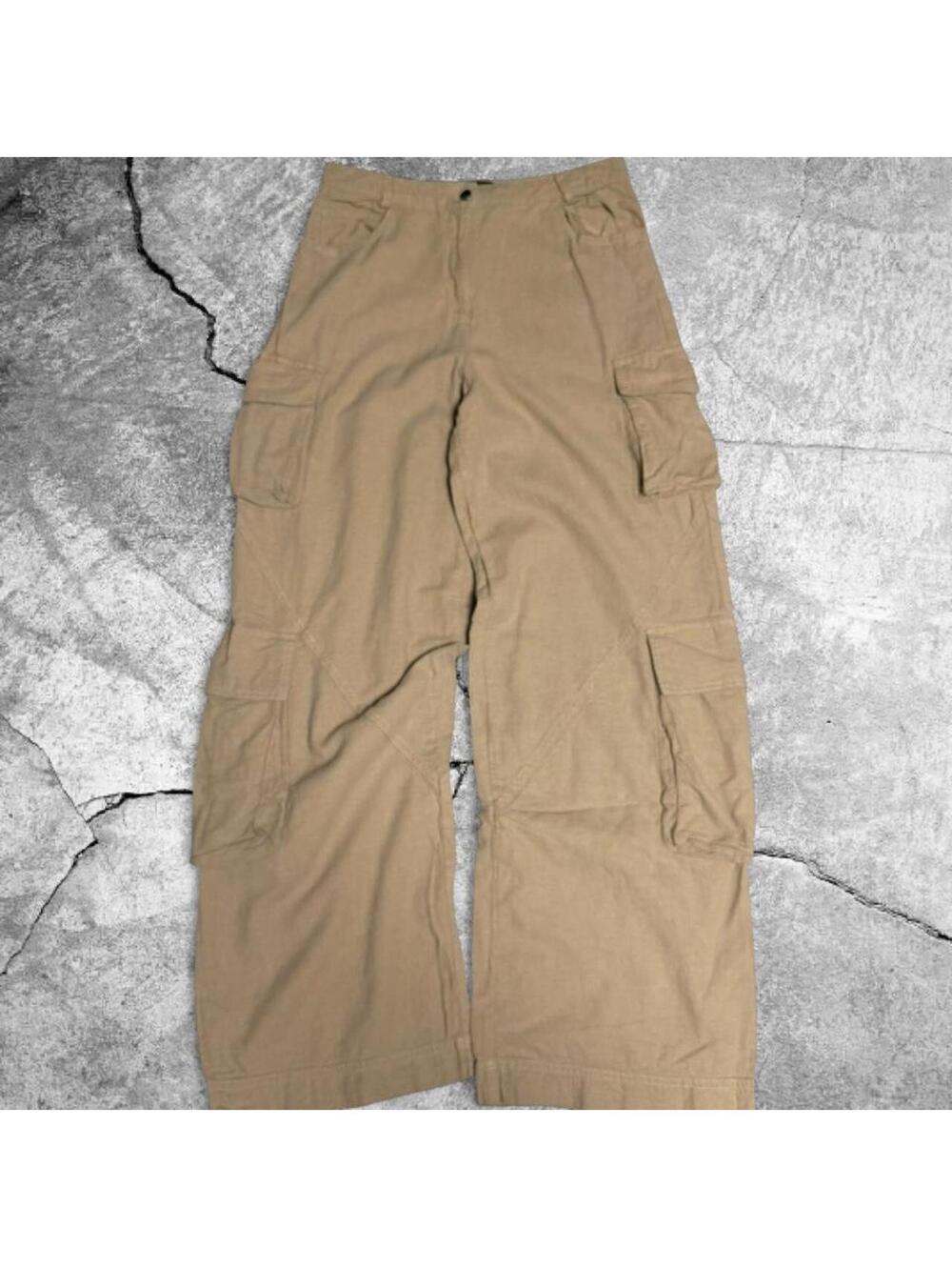 Mango tan cargo linen pants